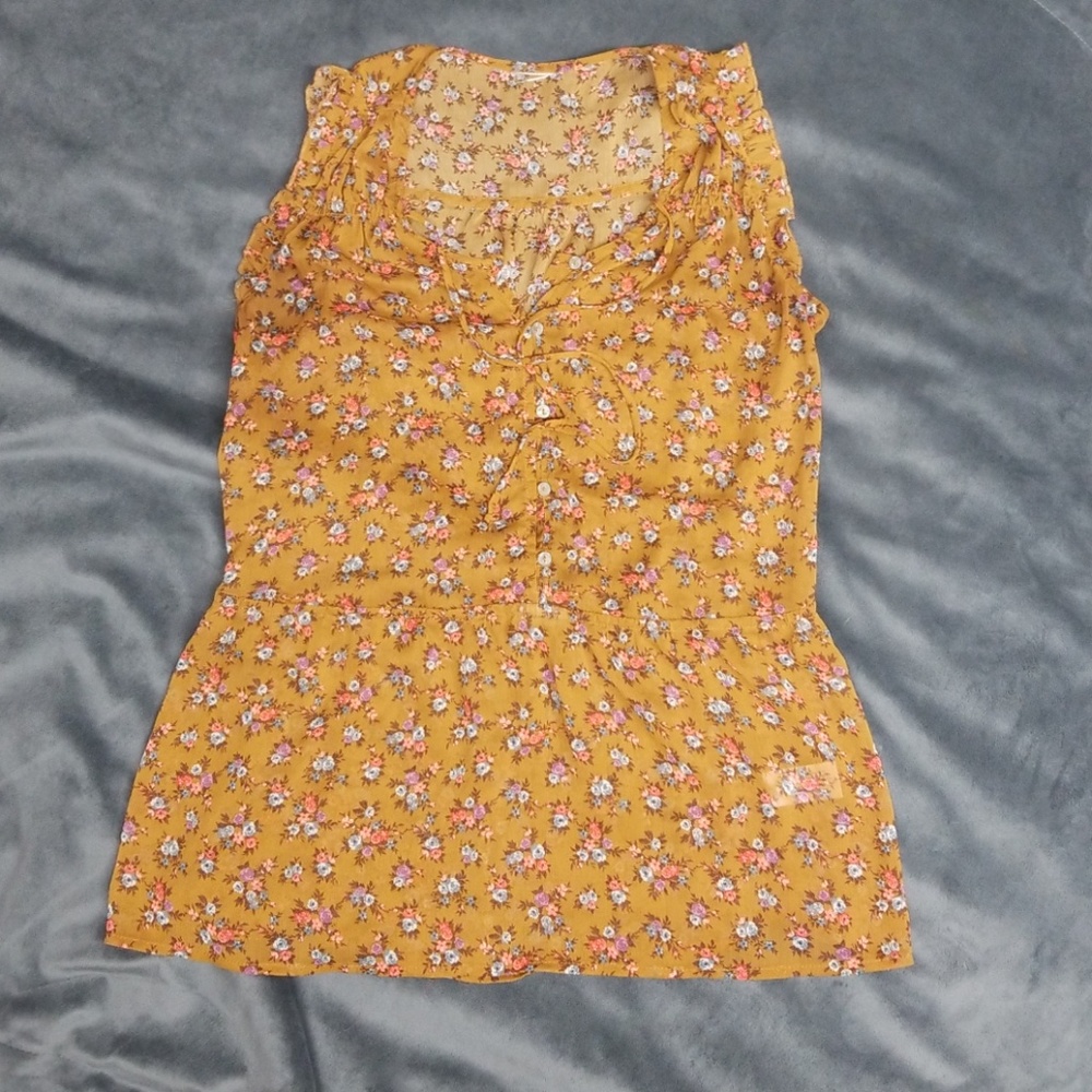Mustard yellow floral blouse